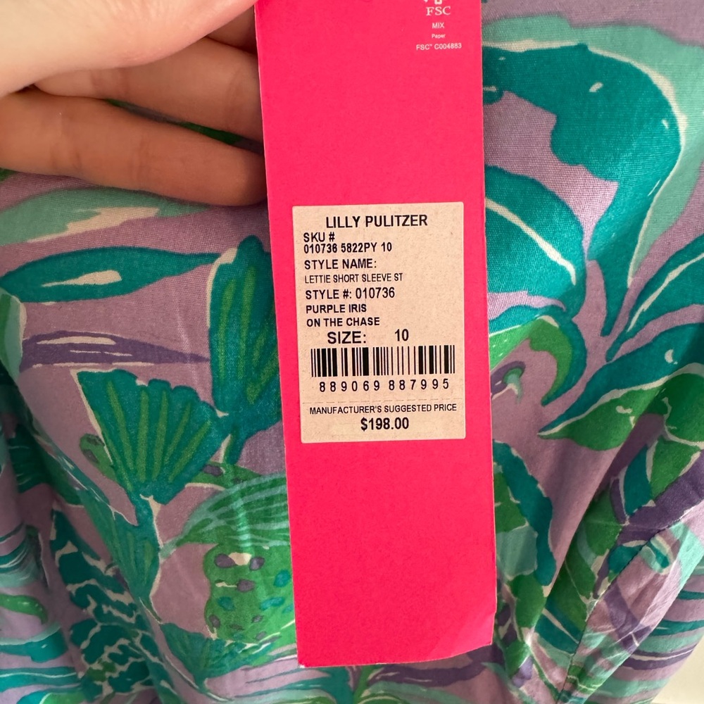 Lilly Pulitzer Floral Puff Sleeve Lettie Dress - Purple Iris on the chase NWT - Picture 6 of 7
